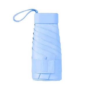 迷你口袋傘 輕巧攜帶 晴雨兩用 UPF50++ 荷葉拒水 收起後僅16cm 210g 超輕量升級, 天藍色, 1個