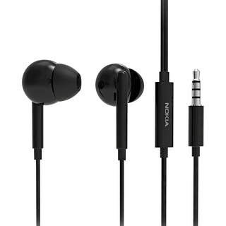 NOKIA 耳道式耳機 E2101A, 有線, 黑色, 線長125cm, 3.5mm接口, E2102A