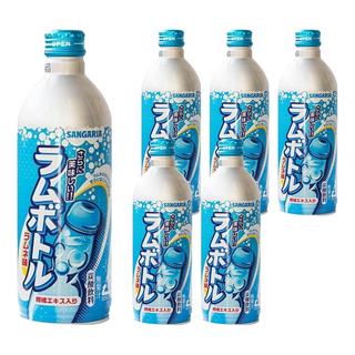 SANGARIA 山加利 鋁罐彈珠汽水 日本進口 隨手罐 無負擔 清爽暢快, 500g, 6瓶