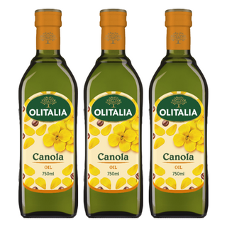 OLITALIA 奧利塔 頂級芥花油，單元不飽和脂肪酸68%，發煙點高達230度，750ml, 3瓶