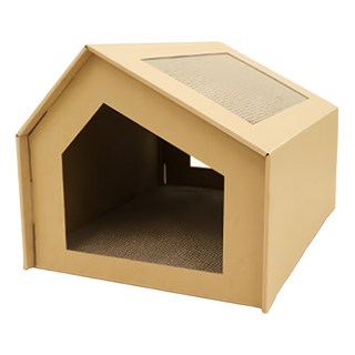 哈囉毛孩 升級款DIY貓抓板造型貓屋 優質瓦楞紙 四季皆宜 全齡貓適用, XL, 卡其色, 1個