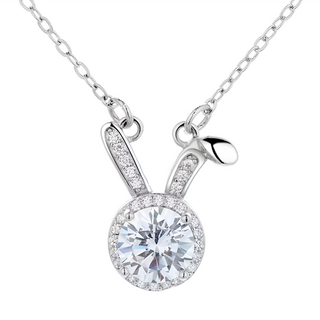 CF Diamond 項鍊 莫桑鑽 D色 FL淨度 3EX切工, 1克拉, B0908 兔耳鎖骨