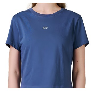 KZM OUTDOOR 女款 Logo 藍色 - 時尚休閒舒適短袖上衣, L