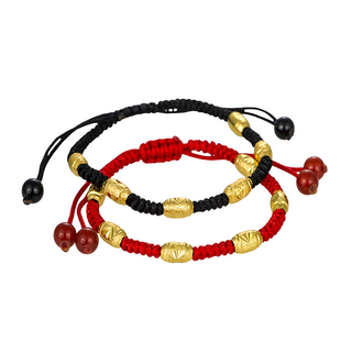 馥瑰馨盛 濃情姻緣情侶手工手鍊 Set 可調式手環 增添愛情桃花 象徵幸福美滿, 女紅手圍15~18cm + 男黑手圍18~22cm, 紅色 + 黑色