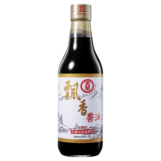 金蘭 飄香醬油，二次發酵精純釀造，適用於熱炒、紅燒，590ml, 1瓶