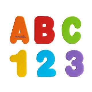 munchkin 滿趣健 字母數字洗澡玩具學習組，26個字母(A-Z)和10個數字(0-9)，無毒EVA泡棉材質, 混合色, 1組