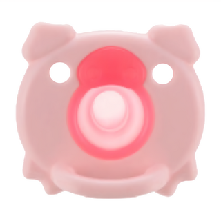 Richell 利其爾 矽膠安撫奶嘴 全矽膠材質 附收納盒, 3個月以上, 豬豬, 1個