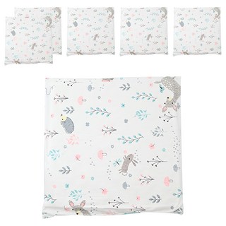 vanibaby 純棉可拆洗床圍組 6片裝 30x30x3.5cm, 花間小熊 白色