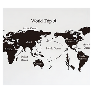 JB Design 裝飾壁貼, 世界地圖 黑色 + 白色