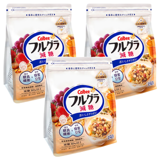 Calbee 卡樂比 Frugra 富果樂 減糖麥片 350g 日本製造 含膳食纖維+豆漿 使用蜂蜜, 3包