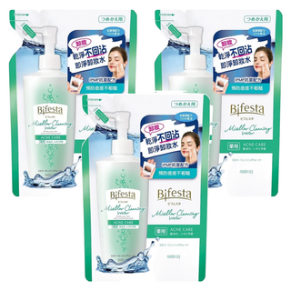 Bifesta 碧菲絲特 抗痘即淨卸妝水 補充包 保濕不殘留 輕鬆卸妝 接睫毛可用 無油配方, 360ml, 3包