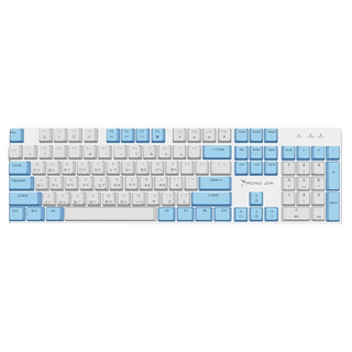 HONG JIN 宏晉 撞色夢幻機械式鍵盤, HJ-521, 白色 + 藍色, 青軸