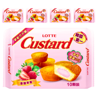 LOTTE 樂天 Custard 蛋黃派 草莓 10包, 220g, 5盒
