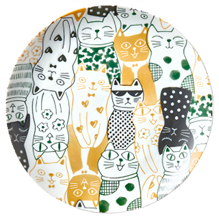 Minoya 美濃燒 酷花貓餐盤, 黃色, 1個