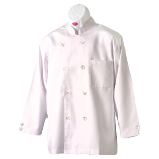 大廚 廚師衣長袖雙排, L, 白色