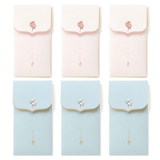 Somssi 花漾雅緻祝賀信封 2款套組, 粉紅色、藍色, 3組