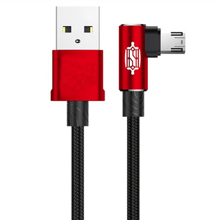 Baseus 倍思 MVP王者彎頭Micro數據線 肘型電纜 2A最大, 紅色, 1m, 1條