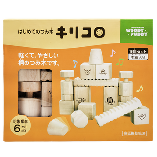 WOODY PUDDY 敲擊玩具 天然實木 15個入木箱, 1盒, 木頭色