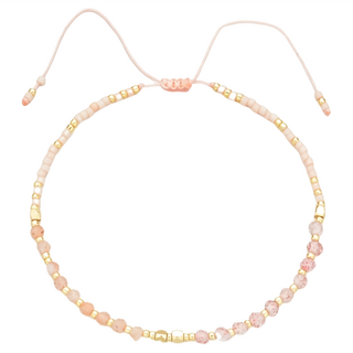 ROCiO 戀愛開金桃花運天然草莓晶粉晶碧璽琥珀石能量水晶手鍊, 1條