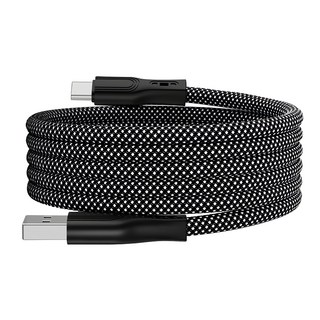 UniSync USB轉Type-C 魔幻磁吸收納編織防纏繞快充線 1M, 黑色, 1條