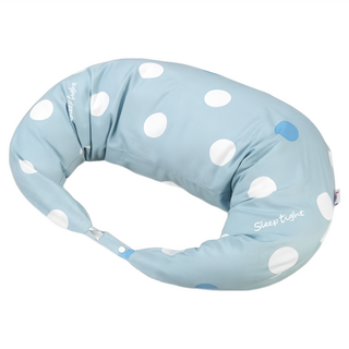 福朵 俏媽咪月亮枕，外出方便攜帶，準媽媽必備舒壓好物，布套可拆洗，寶寶學坐、媽咪哺乳, 155*28*20cm, 藍綠點, 1入