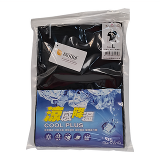 MarieBella 涼感輕著男上衣 L 尺寸 莫代爾47%棉47%彈性纖維6%, 黑