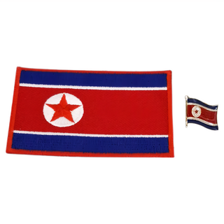 A-ONE 匯旺 國旗刺繡 + 國旗別針 8x5cm 背部自黏, 北韓, 1組