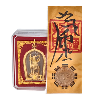 三太子護身符項鍊吊飾, 加贈開運招財錢母, 1個, 金
