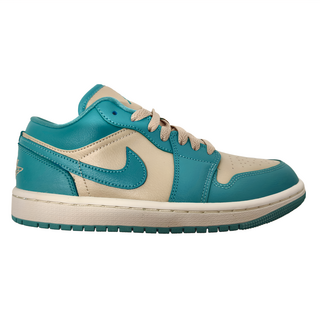 NIKE 耐吉 JORDAN 喬丹 Wmns Air Jordan1 Low Tropical Teal 低筒運動鞋, 天然皮革/人造皮鞋面, 奶茶色 + 蒂芬妮綠色, 23.5cm