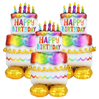 3D站立氣球 87cm x 59cm, 生日蛋糕 多色, 3個