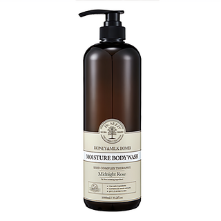 Dr.SEED Honey & Milk Bomb 保濕沐浴乳 午夜玫瑰 天然保濕 98%優質成分 PH5.5~6 弱酸性, 1L, 1瓶