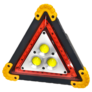 高亮度3LED三角照明燈 警示燈, 3*COB+Red LED, USB智能充電, 邊20.5 x 厚5cm, 紅燈, 1組