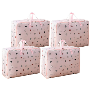 牛津布收納袋, 70 x 50 x 30cm, 粉方塊, 4個