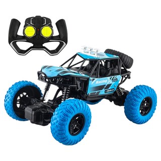 1:18 遙控彈簧避震越野車 配備USB充電電池與遙控器 模型比例精緻 適合8歲以上兒童, 藍色, 1組