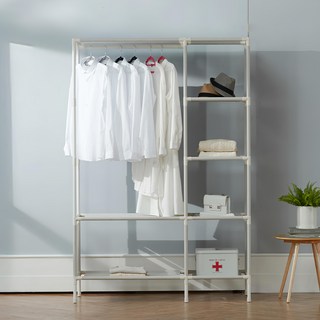 MF MAGIC HOUSE 組合式多用途掛衣架，附儲物層箱, 130 x 50 x 193cm, 淺灰色