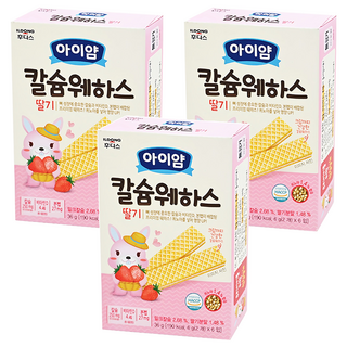 ILDONG 日東 Iyaam 藜麥威化餅 Set 6 方便攜帶 獨立包裝 健康零食, 鈣+草莓, 36g, 3盒