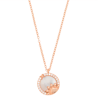 忠誠的唯一向日葵母貝圓牌排鑽項鍊 925純銀 SL855