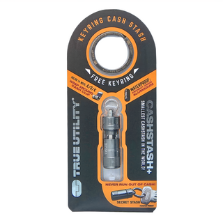 True Utility 英國 多功能急需用錢鑰匙圈CASHSTASH+ 防水陽極氧化鋁, 黑色, 1個