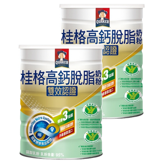 QUAKER 桂格 高鈣脫脂奶粉 雙效認證, 750g, 2罐