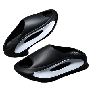 bebehome 男款 舒適厚底時尚外出拖鞋 EVA材質, 44~45cm, 黑白色