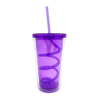 Skater 塑膠水杯 附蓋子 + 彎曲吸管, 紫色, 1組