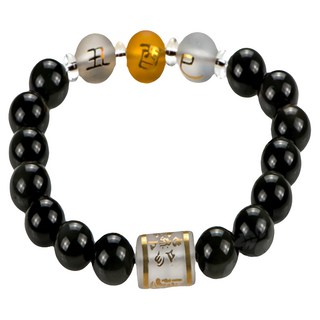 馥瑰馨盛 女貴人黑曜石手鍊 黑圓珠10mm 手圍約16cm, 蛇雞牛, 1條