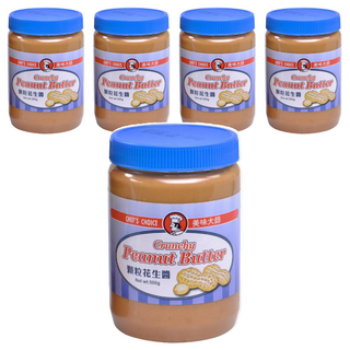 CHEF'S CHOICE 美味大師 顆粒花生醬 口感濃郁香滑, 500g, 5罐