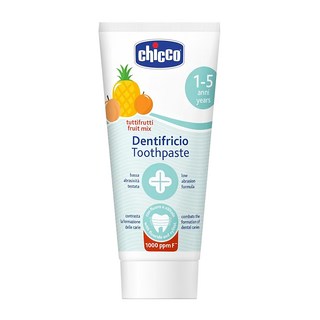 Chicco 兒童木醣醇含氟牙膏 鳳梨水果 50ml, 1-5歲適用, 低磨損性配方, 含氟量1000ppm, 1條