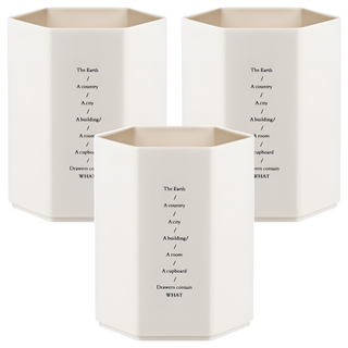 葉子小舖 桌面旋轉收納筒 六角簡約單格款 白色, 筆筒, 收納盒, 文具收納, 3個