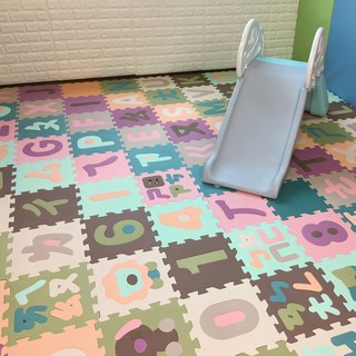 心樂家 斜齒莫蘭迪色系 巧拼地墊, 注音 多色, 38個