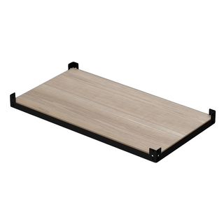 KI WISH 居家生活 單層角鋼層板 76x46公分 5mm雙面木紋 單層荷重60公斤 台灣製, 黑色, 1個