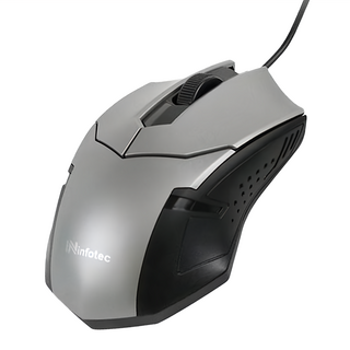 infotec 英富達 高解析有線光學滑鼠 1000 CPI 左右手適用, 鐵灰色, INF-MM-105-GR