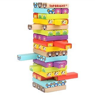 TOPBRIGHT 特寶兒 動物積木疊疊樂 Set，激發數學邏輯思維，培養空間概念與顏色辨識能力, 混合顏色, 1組
