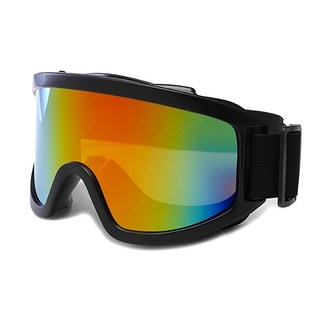 兒童/成人防霧滑雪護目鏡, 全框PC材質, 防雪防風, 黑框彩膜, 黑色, 1個, 160 x 86mm